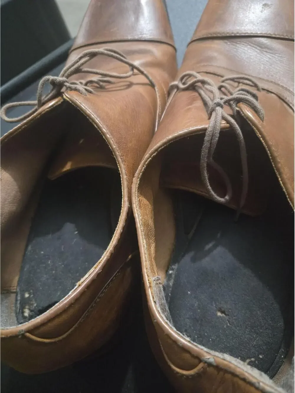 Mark Nason Men's Tan Leather Cap Toe Oxford Shoes Size 14